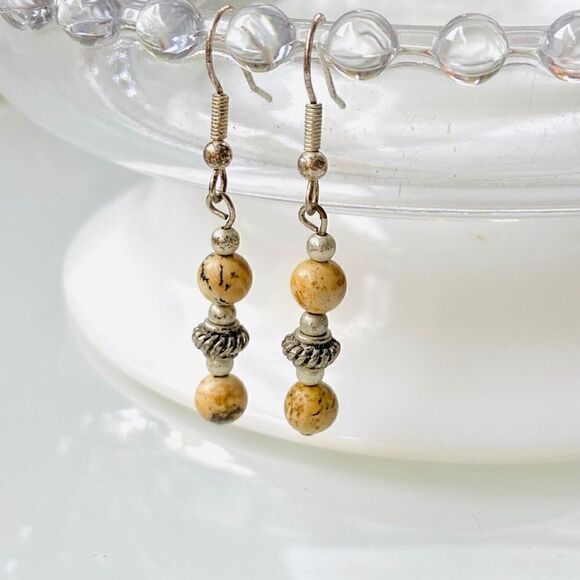 3/$15 Jasper Stone and Silver Dangle Earrings - Picture 1 of 4